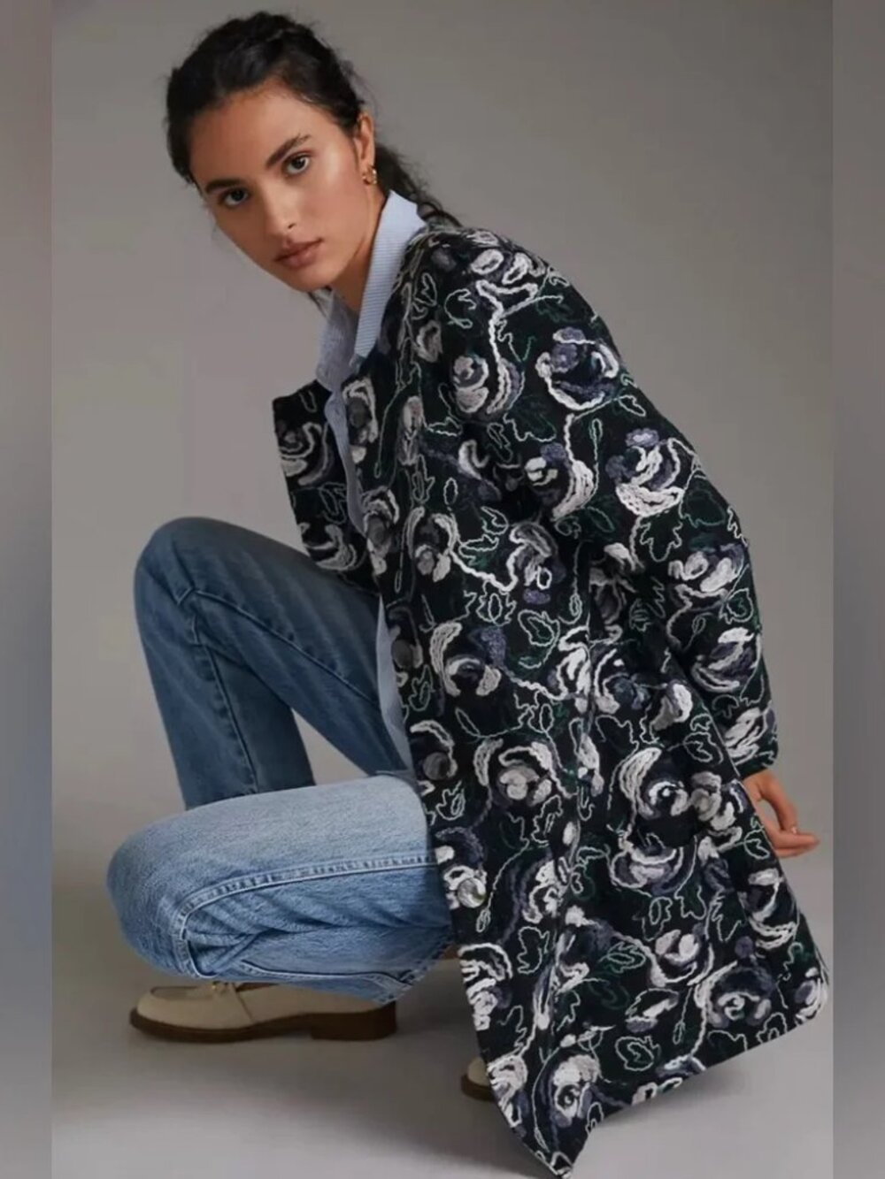 NEW -  Anthropologie HUTCH Floral Embroidered Coat, Size XL
